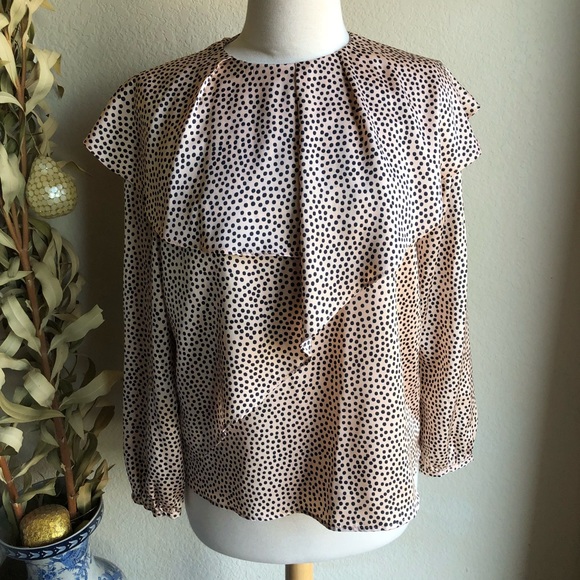 Zara Tops - ZARA silky material long sleeve ruffle top